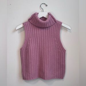 Sablyn 100% Cashmere Pink Sleeveless Turtleneck Sweater